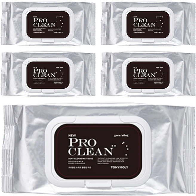 토니모리 프로클린 소프트 클렌징 티슈, 50매입, 5개 - 쿠팡
