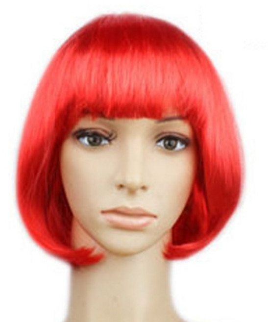 이모쿠비 단발머리 파티 가발, 레드, 1개