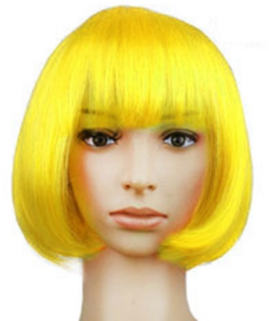 이모쿠비 단발머리 파티 가발, 옐로우, 1개