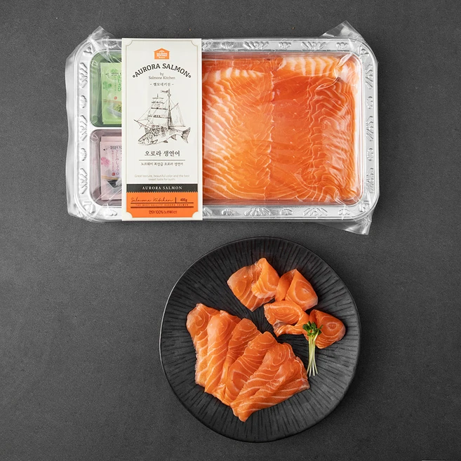 쌜모네키친 노르웨이 오로라 생연어(냉장), 400g, 1개 - 쿠팡