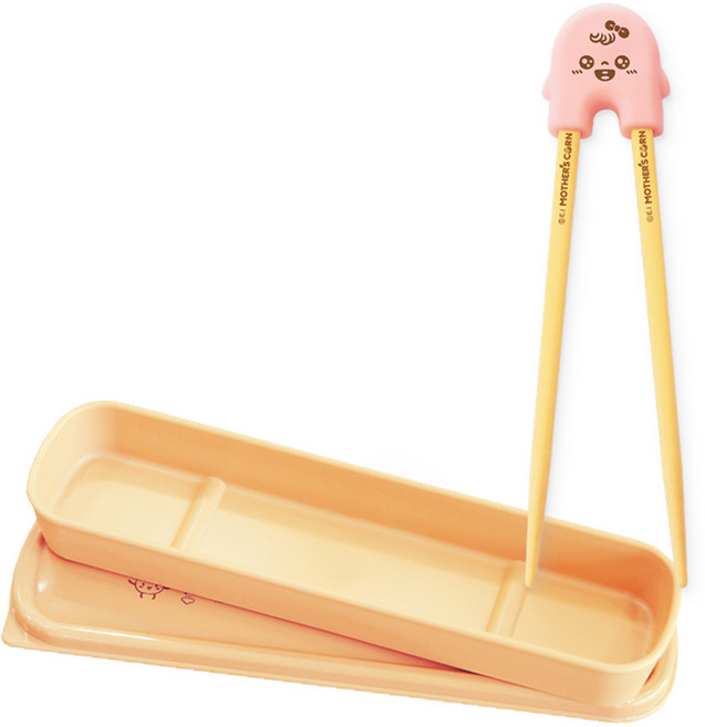 마더스콘 라이스투씨유 베이비 젓가락 M + 쁘띠 스푼케이스, 핑크, 1세트