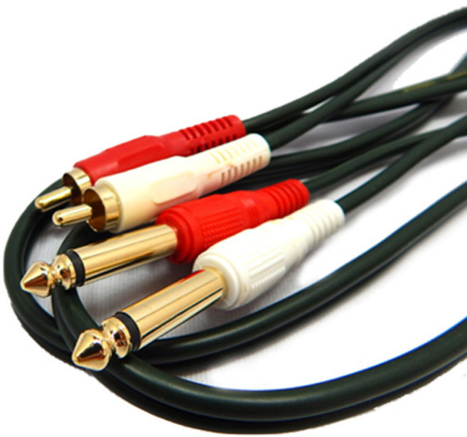 해밀전자 고급형 2모노 5.5-2RCA 음향 케이블 1.5m, 혼합색상, 1개