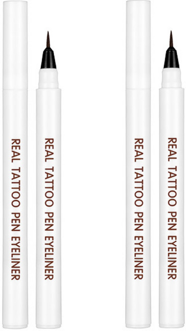 리르 리얼 타투 펜 아이라이너 0.8ml, 02딥브라운, 2개