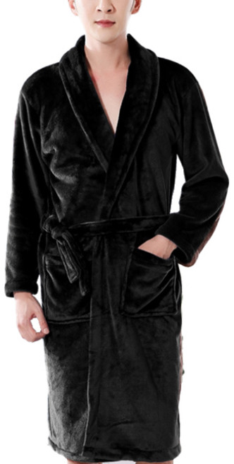 도톰한 유니섹스 샤워가운 L, 블랙, 1개