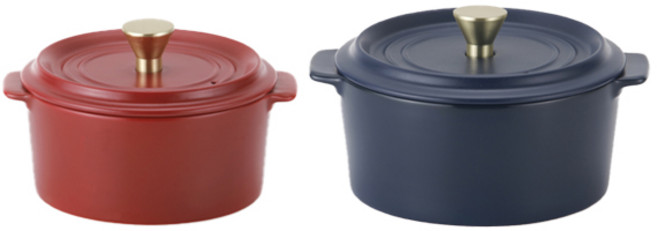 네오플램 칸 도자기 내열냄비 레드 16cm + 블루 18cm 세트, 1세트
