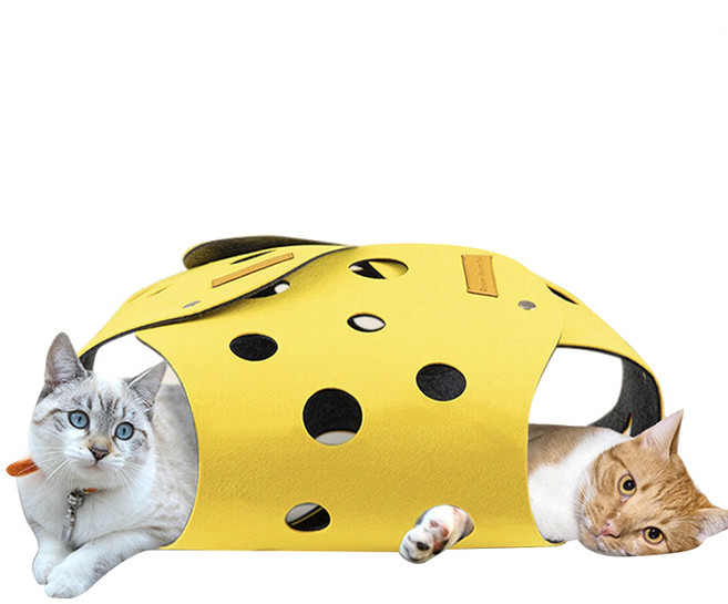 붐붐포 치즈 숨숨집 터널 장난감 하우스, 옐로우 + 그레이, 1개