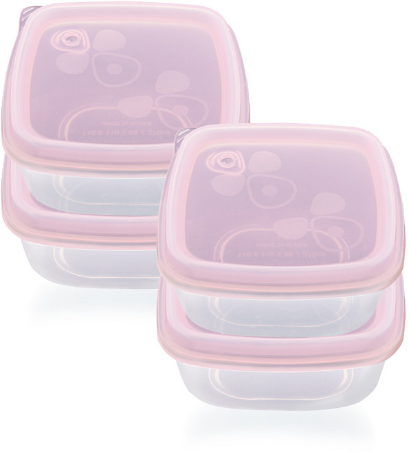 실리팟 실리콘 냉동밥 보관용기 핑크, 4개, 단품