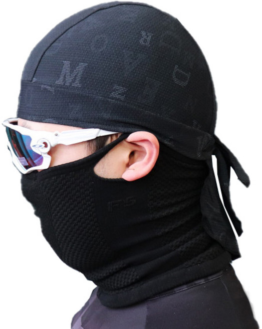 세컨윈드 냉감 자전거 조각모 쪽모자 스포츠 두건, 알파벳블랙, 1개