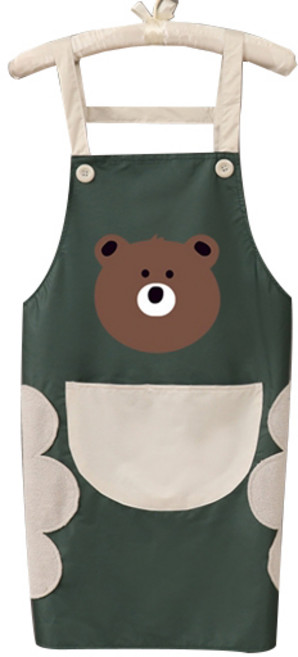 올나인 귀여운 곰돌이 손수건 앞치마, 그린 A, 1개