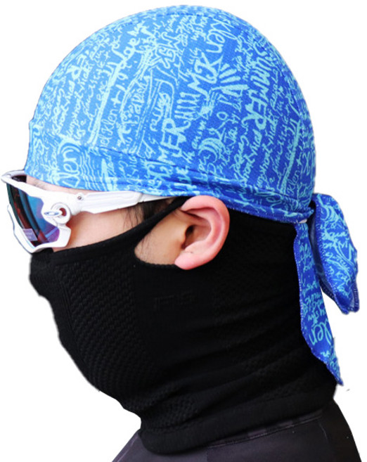 세컨윈드 냉감 자전거 조각모 쪽모자 스포츠 두건, 레터링블루, 1개