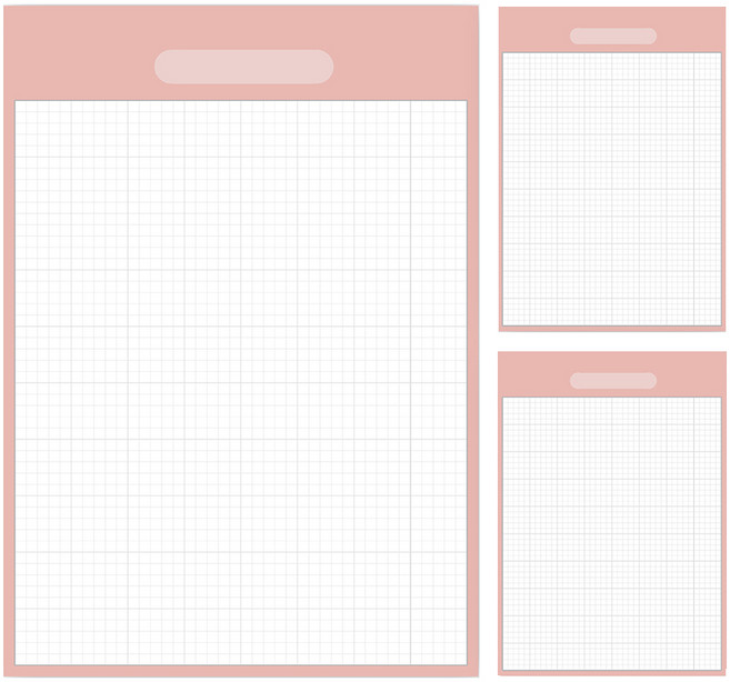 A4 노트패드 모눈 대용량 떡메모지, 핑크, 100매, 3개