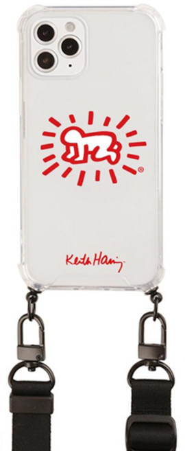 스키누코리아 키스해링 시즌2 목걸이 탈부착 클리어 젤 범퍼 휴대폰 케이스