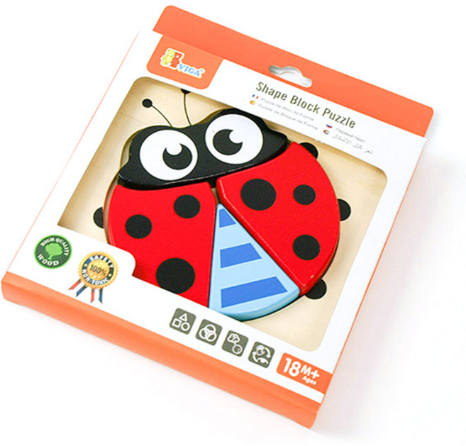 VIGA 베이비 퍼즐 무당벌레, 1개, 4피스