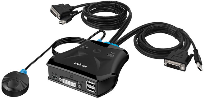 유니콘 DVI KVM 스위치, KVM-200DVI, 1개