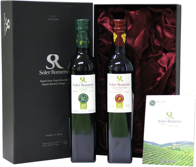 솔레르로메로 유기농 엑스트라버진 올리브유 500ml + 발사믹식초 500ml 세트, 1세트