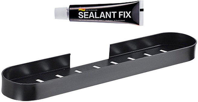 모나코올리브 메탈 라인 심플형 라운딩 선반 30cm + 실란트픽스 세트, 블랙, 1세트