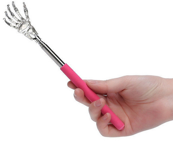 COOLATHOME 늘어나는 휴대용 길이조절 닭발 효자손, 핑크, 1개