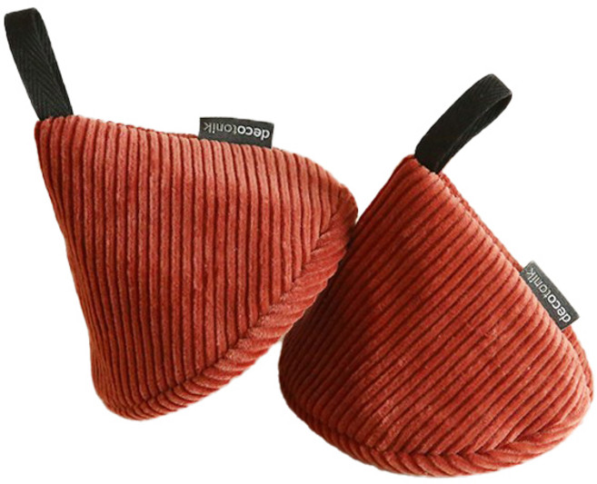 데코토닉 소프트 코듀로이 고깔 주방장갑, 브릭레드, 1세트