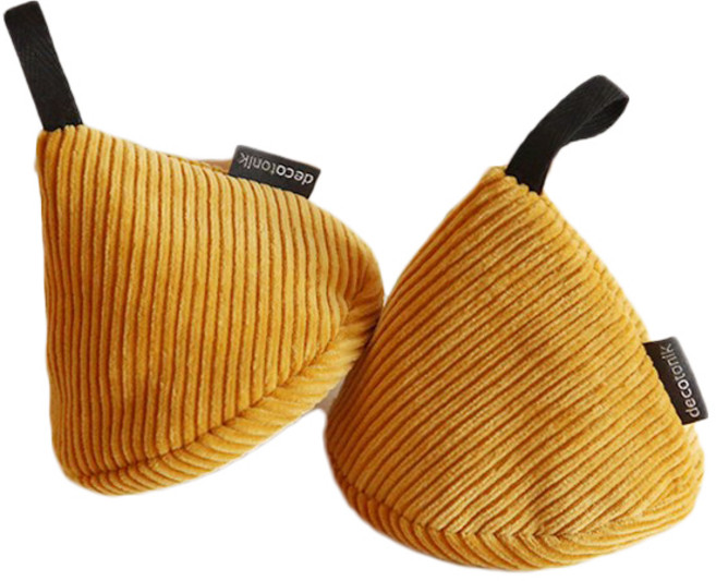 데코토닉 소프트 코듀로이 고깔 주방장갑, 머스타드, 1세트