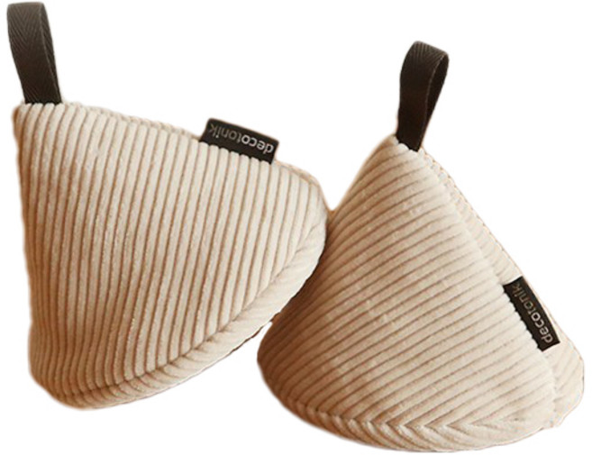 데코토닉 소프트 코듀로이 고깔 주방장갑, 아이보리, 1세트