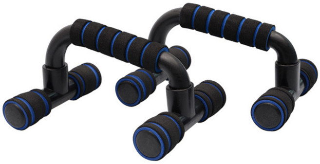 T형 푸쉬업 바 세트, 블랙 + 블루