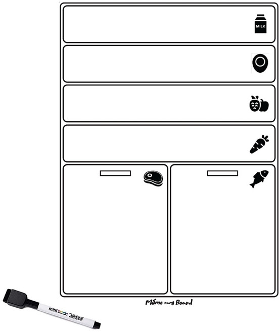 메모랑보드랑 냉장고 무점착 스파이더 메모보드 화이트 + 보드마카 검정 세트