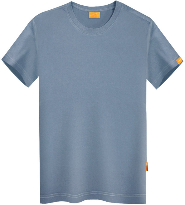 L.LAMO 男女通用素色透氣短袖T恤, 粉藍色