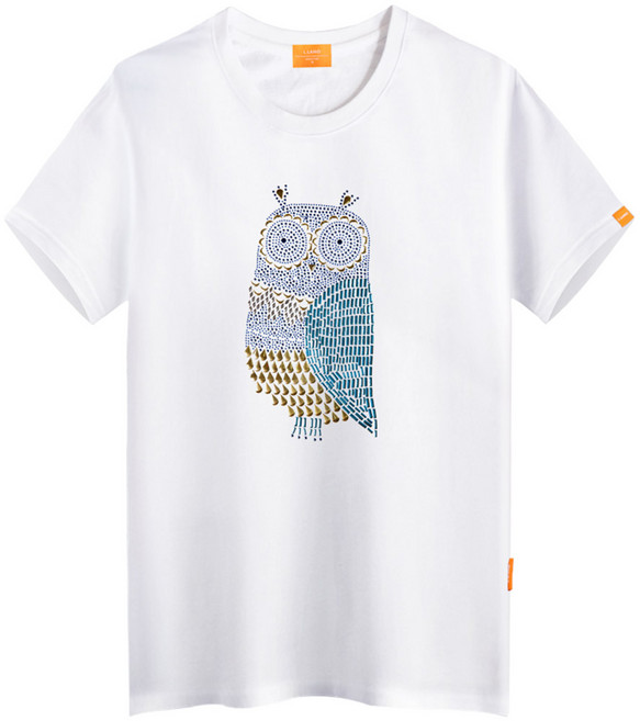 엘라모 큐빅 부엉이 통기성 반팔 티셔츠