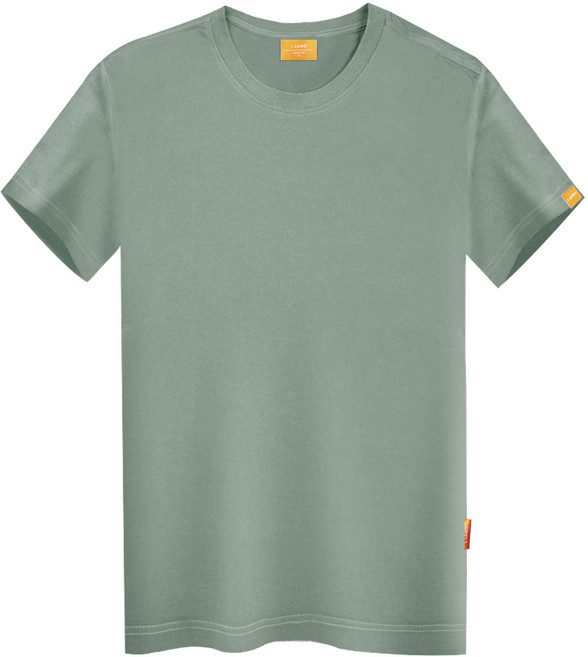 L.LAMO 男女通用素色透氣短袖T恤, 卡其色