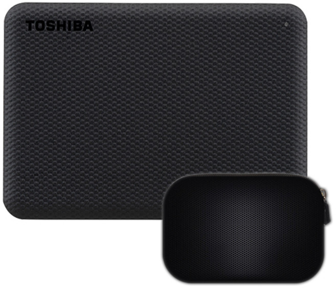 도시바 칸비오 외장하드 어드밴스 2세대 + 파우치 세트 DTCA20, 2TB, 제트 블랙