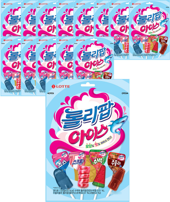 롯데웰푸드 롤리팝 아이스 캔디 12p, 132g, 14개