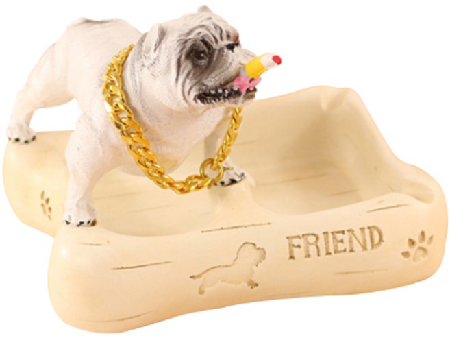 JHCompany黑幫鬥牛犬菸灰缸, 白色, 1個