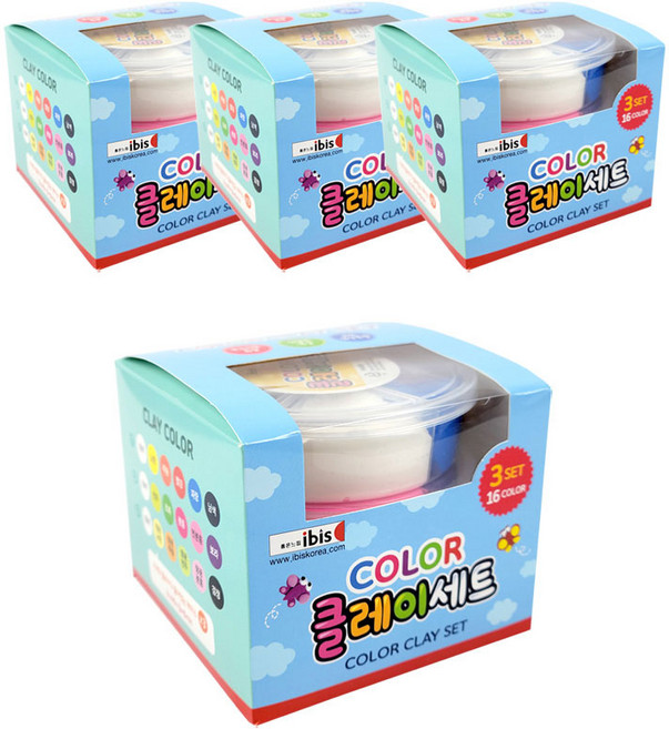 아이비스 컬러 유아용 클레이 16컬러 4세트 SP11567, 혼합색상, 1개