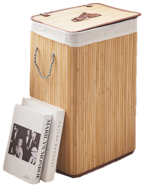 파로마 듀이 사각 대나무 수납 세탁물 햄퍼 바구니 59L, 네추럴, 1개