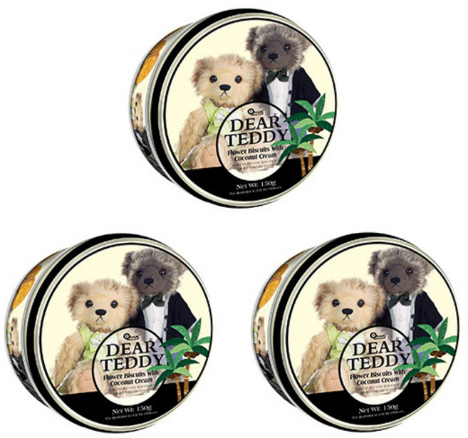 DEAR TEDDY 花朵造型夾心餅乾 椰子奶油口味, 150g, 3盒