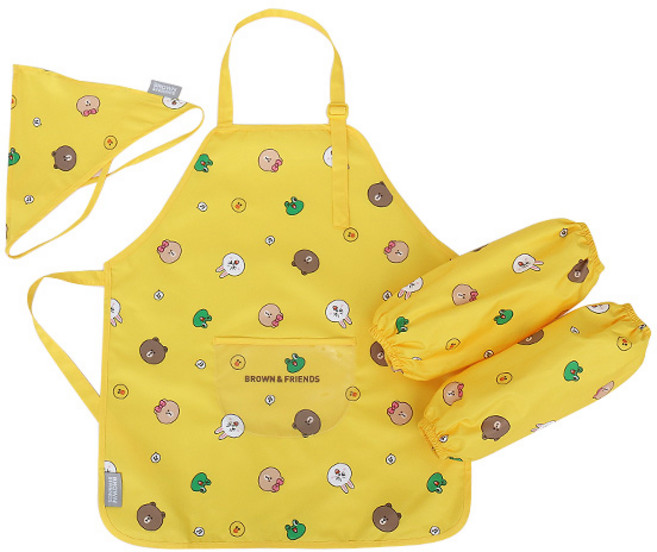라인프렌즈 브라운앤프렌즈 아동용 앞치마 세트