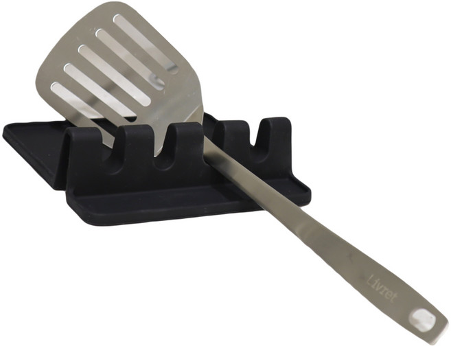 플레이트라벨 실리콘 조리도구 받침대, 블랙, 1개