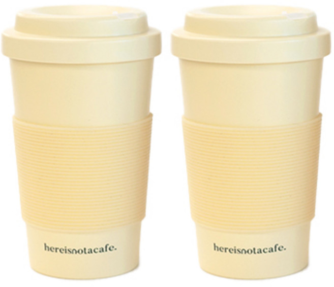 히얼이즈낫어카페 낫카페 PLA 샌드 리유저블 텀블러 2p, 버터, 420ml