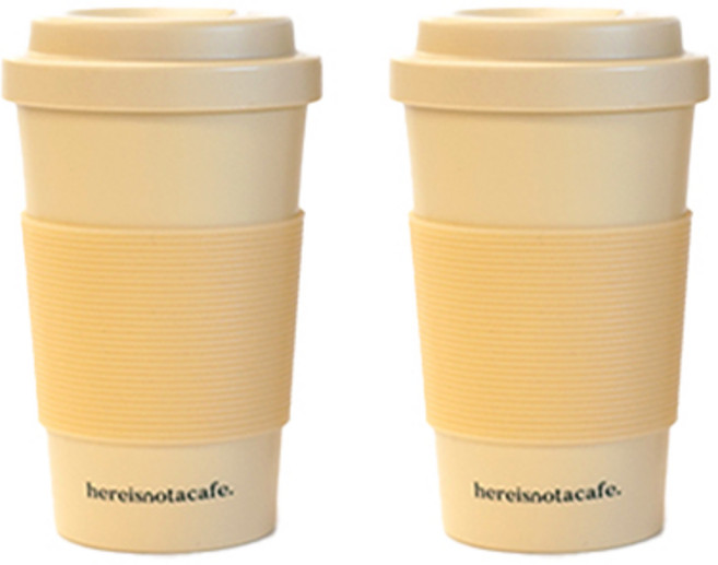 히얼이즈낫어카페 낫카페 PLA 샌드 리유저블 텀블러 2p, 카라멜, 420ml