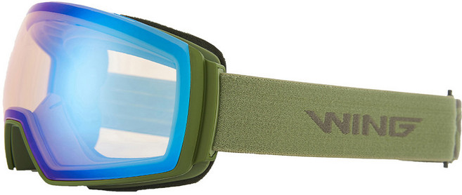 WING 남성 스키 보드 고글 더블렌즈 안경병용 야간, 카키 + 블루, 1개