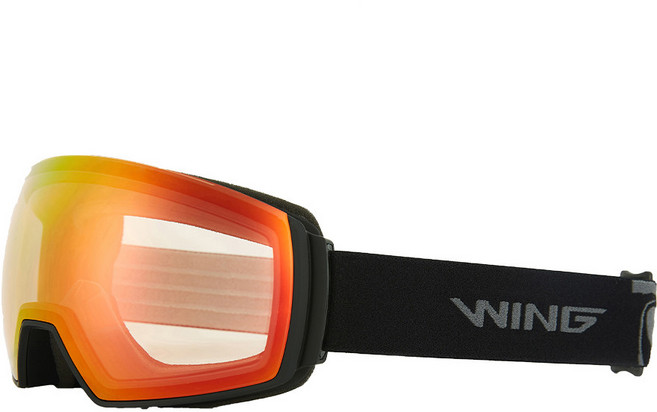 WING 남성 스키 보드 고글 더블렌즈 안경병용 야간, 블랙 + 레드, 1개