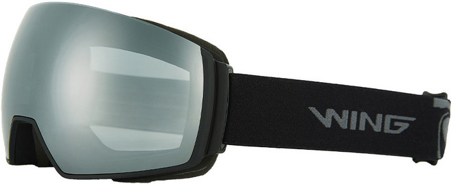 WING 남성 스키 보드 고글 더블렌즈 안경병용 주간, 블랙 + 실버, 1개