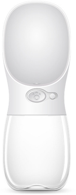 웁스 반려동물 휴대용 버튼식 물병 350ml, 화이트, 1개