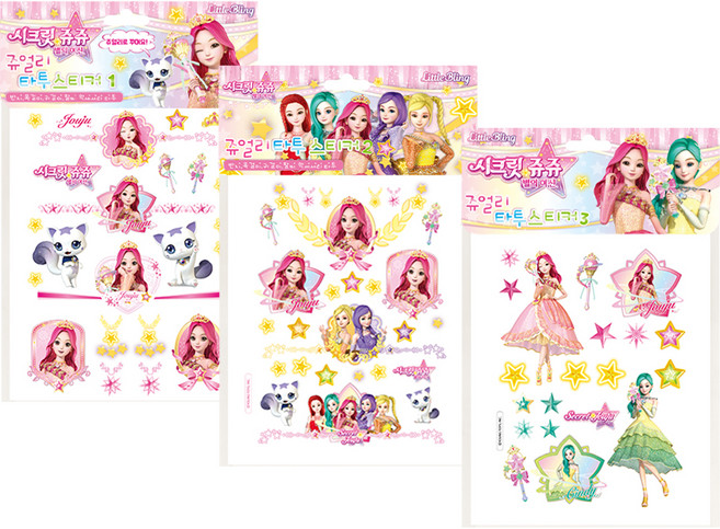 리틀블링 시크릿쥬쥬 별의여신 쥬얼리 타투스티커 3종 세트, 혼합색상, 1세트