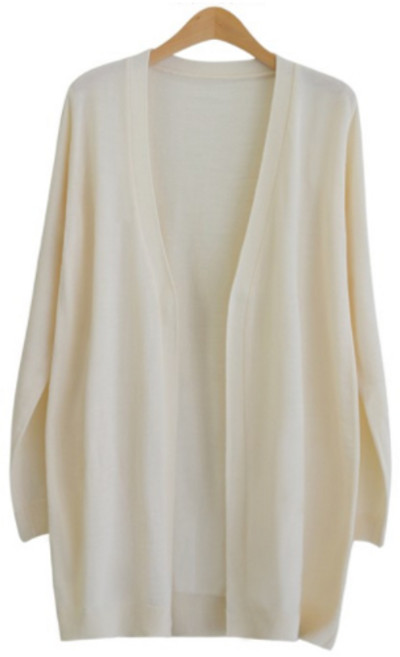 제니트 여성용 기본핏 브이넥 오픈 베이직 롱 니트 아스롱가디건