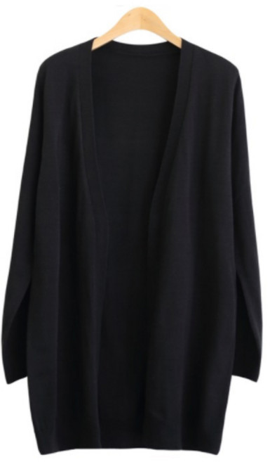 제니트 여성용 브이넥 오픈 베이직 롱 니트 아스롱가디건