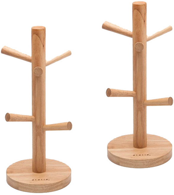 아카시아 내추럴 컵걸이, 혼합색상, 2개