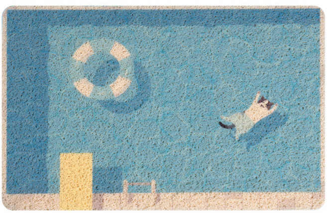 요기쏘 고양이 첨벙 사막화방지 매트, 혼합색상, 1개