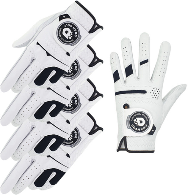 땀골프 남성용 가죽 4p + 프리미엄 세트 골프장갑 왼손용, 혼합색상, 5개