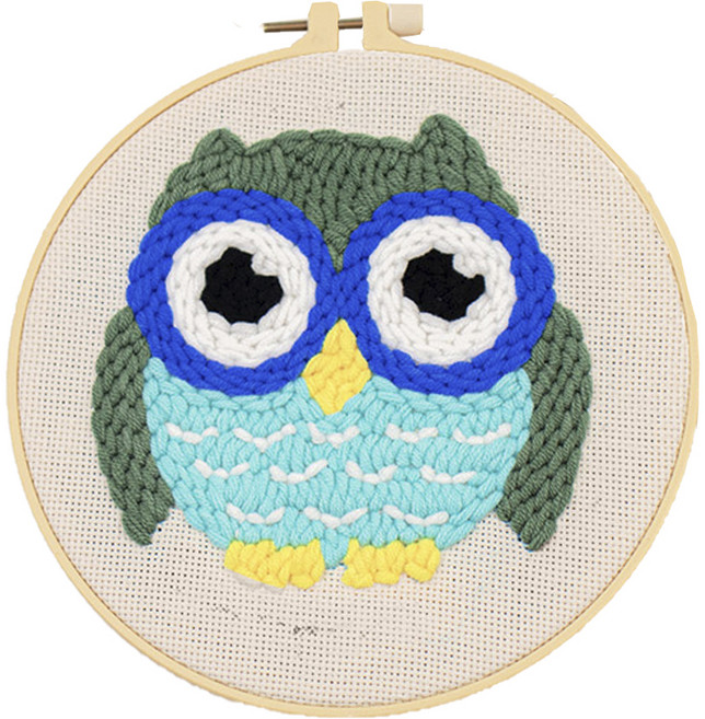 ARTJOY DIY 戳戳繡刺繡套組, 戴眼鏡的貓頭鷹